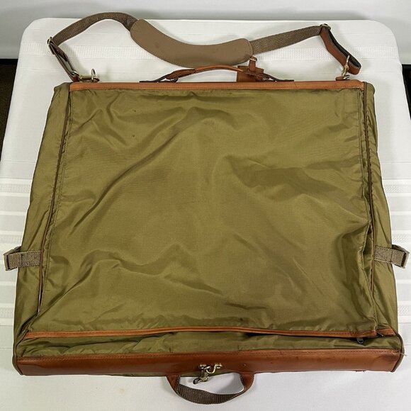 Vtg Hartmann Hanging Garment Bag Nylon w/ Belting Leather Trim Luggage Travel - Picture 6 of 16